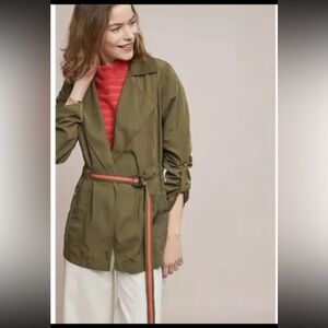 Anthropologie Gisborne Obi Trench Anorak Olive Green Jacket XS